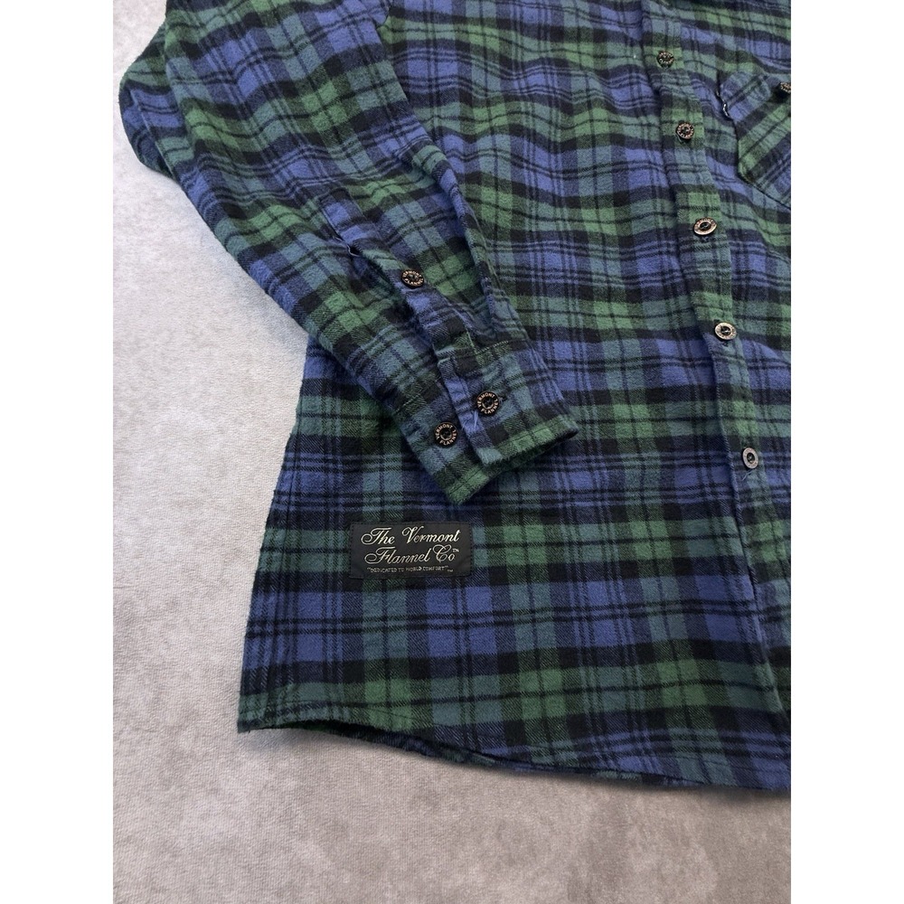 Vermont Flannel Co Mens XL Button Up Shirt Blue Green Plaid Cotton USA Heavy - Picture 8 of 11